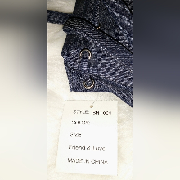 Women's Blue Canvas Drawstring Backpack Purse - Picture 8 of 9